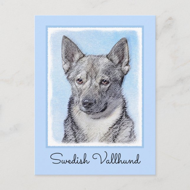 Carte Postale Peinture Suédoise Vallhund - Cute Original Chien A (Devant)