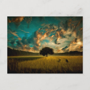 Carte Postale Peinture sur arbre solitaire