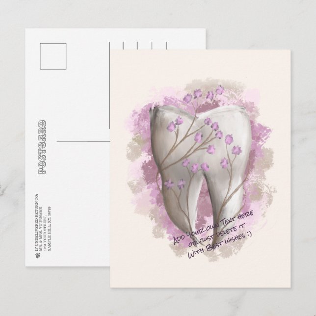 Carte Postale Peinture sur dents. Dentiste, Modèle adjoint denta (Devant / Derrière)