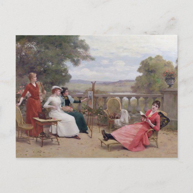 Carte Postale Peinture sur la terrasse (Devant)
