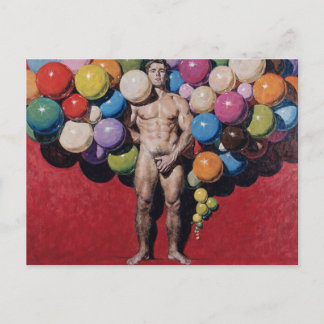 Carte Postale Peinture surréaliste nue masculine vibrante