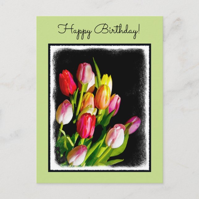 Carte Postale Peinture Tulip - Art Fleur original (Devant)