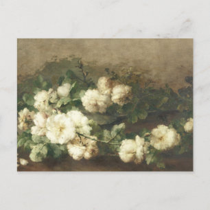 Carte Postale Peinture vintage À L'Huile De Roses Blanches Par M