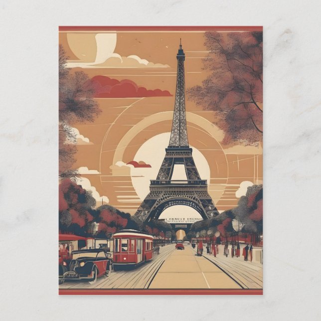 Carte Postale Peinture vintage à Paris (Devant)