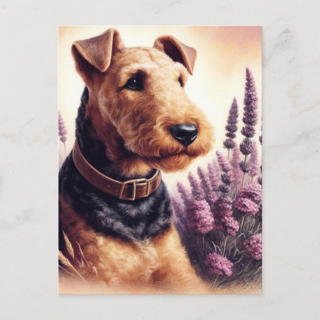 Carte Postale Peinture vintage Airedale Terrier (Devant)