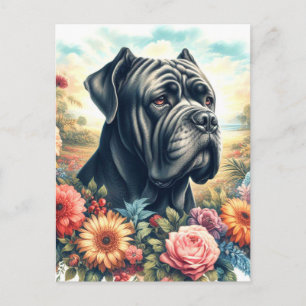 Carte Postale Peinture vintage de chien de corse de canne