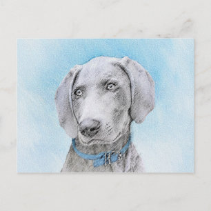Carte Postale Peinture Weimaraner - Joli art original chien