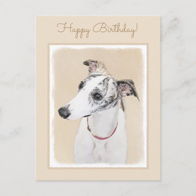 Carte Postale Peinture Whippet - Jolie art original chien (Devant)