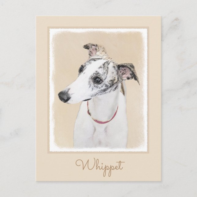 Carte Postale Peinture Whippet - Jolie art original chien (Devant)
