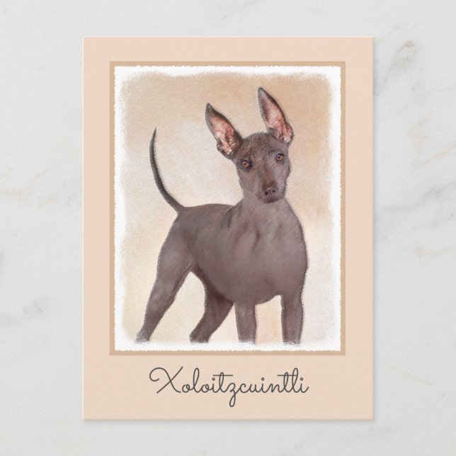 Carte Postale Peinture Xoloitzcuintli - Cute Original Chien Art (Devant)