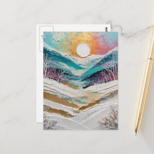 Carte Postale Peintures d'arbres d'hiver et de neige