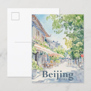 Carte Postale Pékin Chine Aquarelle Peinture Voyage