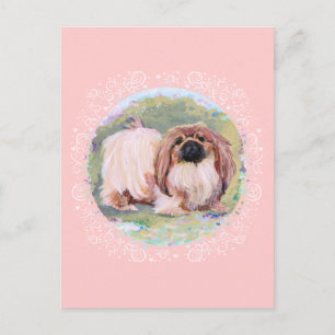 Carte Postale Pékinois Joli en Rose