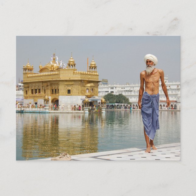 Carte Postale pèlerin sikh au Temple d'or Amritsar Inde (Devant)