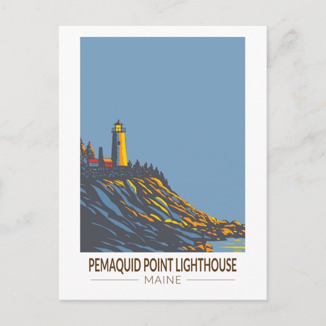 Carte Postale Pemaquied Point Lighthouse Maine Travel Art Vintag (Devant)