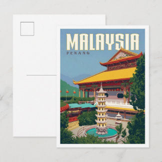 Carte Postale Penang Malaisie Art Vintage Voyage