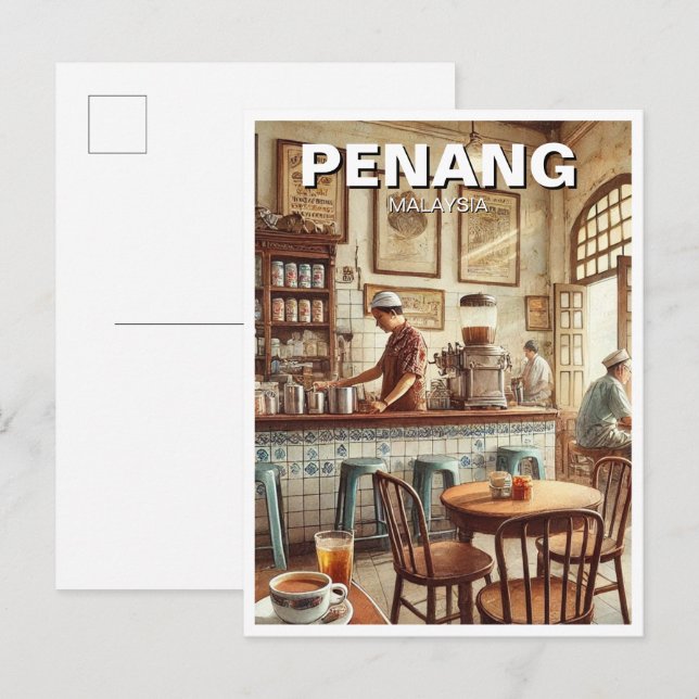 Carte Postale Penang Malaysia Shophouse Kopitiam Travel (Devant / Derrière)