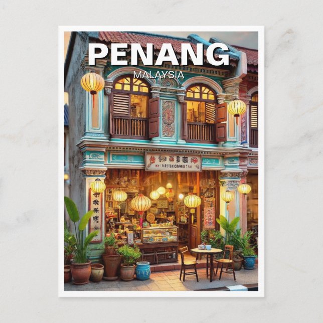 Carte Postale Penang Malaysia Shophouse Storefront Travel (Devant)