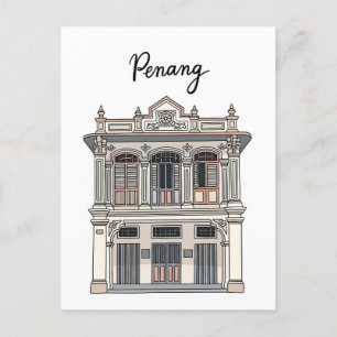 Carte Postale Penang Malaysia Shophouse Storefront Travel