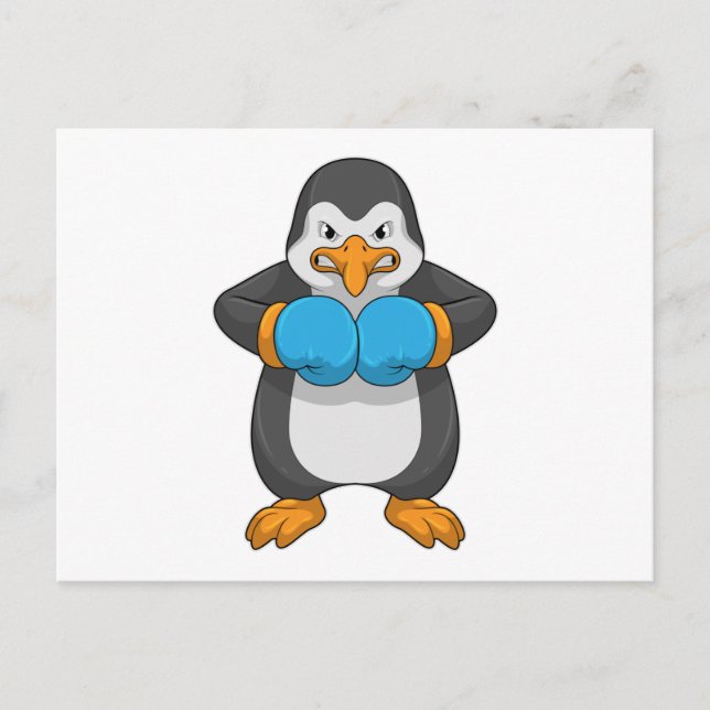 Carte Postale Penguin at Boxing with Boxing Gloves (Devant)