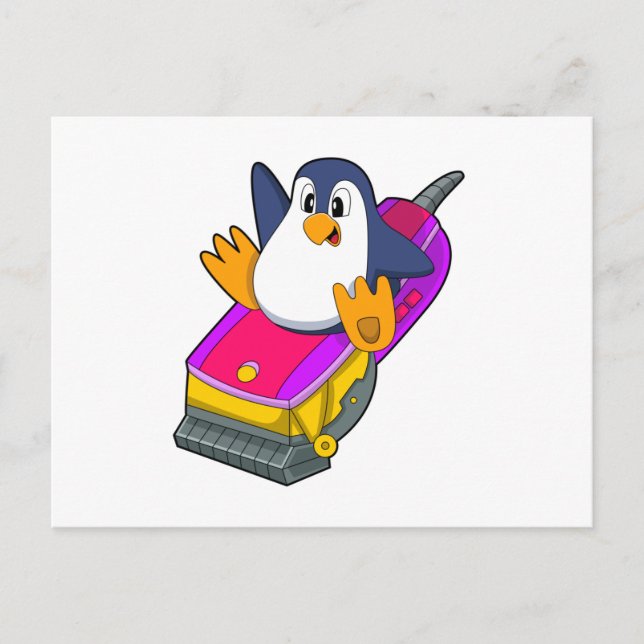 Carte Postale Penguin comme coiffeur avec Razor (Devant)