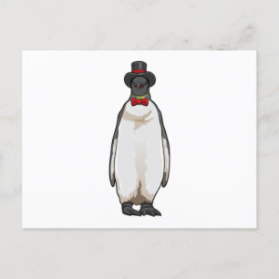 Carte Postale Penguin comme Gentleman avec Casquette