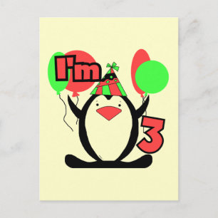 Carte Postale Penguin I'm 3 Anniversaire Tshirts et cadeaux