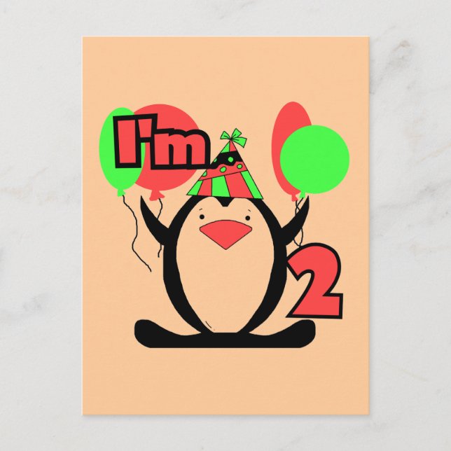Carte Postale Penguin Je suis deux t-shirts et cadeaux (Devant)
