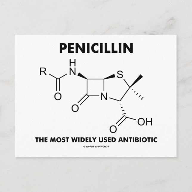 Carte Postale Pénicilline Antibiotique (Chimie) la plus répandue (Devant)