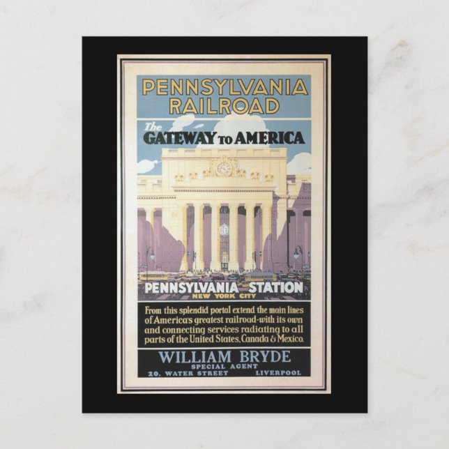 Carte Postale Penn Station, Gateway To America 1929 (Devant)