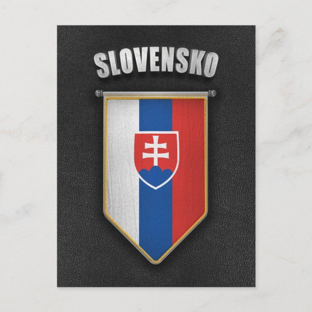 Carte Postale Pennant Slovaquie avec look cuir de haute qualité (Devant)