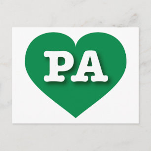Carte Postale Pennsylvania Green Heart - J'aime PA