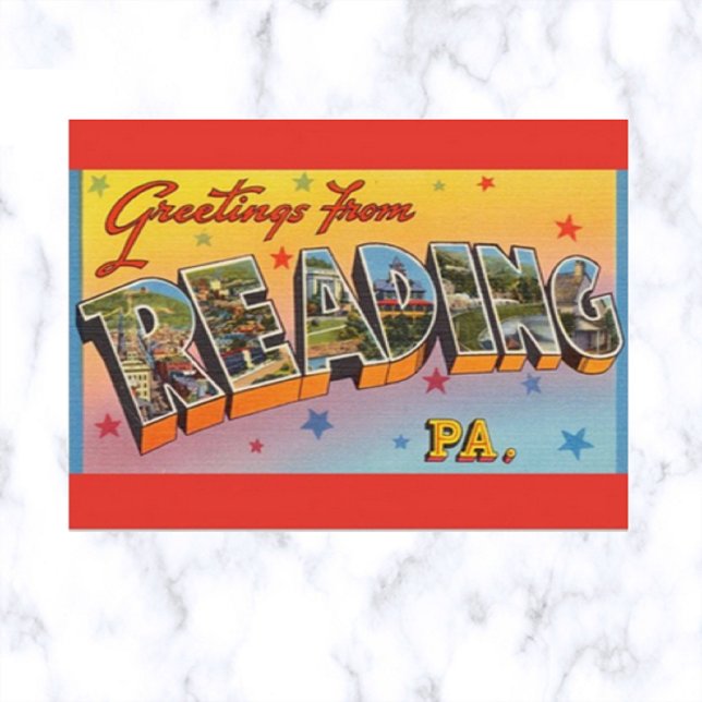 Carte Postale Pennsylvanie lettre géante vintage Reading (Créateur téléchargé)