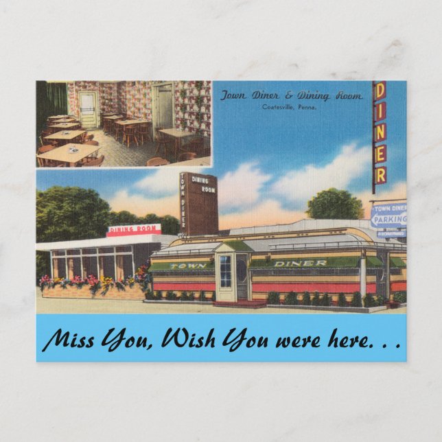 Carte Postale Pennsylvanie, Town Diner, Coatesville (Devant)