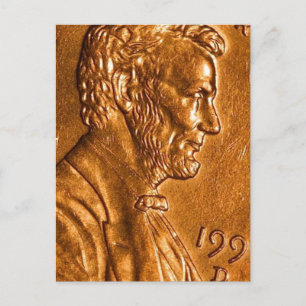 Carte Postale Penny Cents Cuivre Lincoln