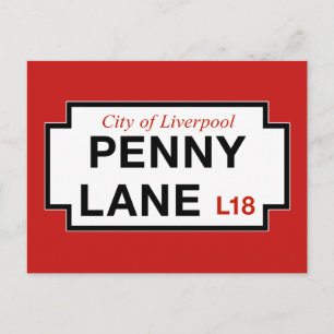 Carte Postale Penny Lane, panneau de rue, Liverpool, Royaume-Uni