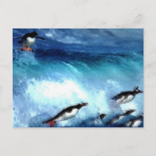 Carte Postale Penquin play