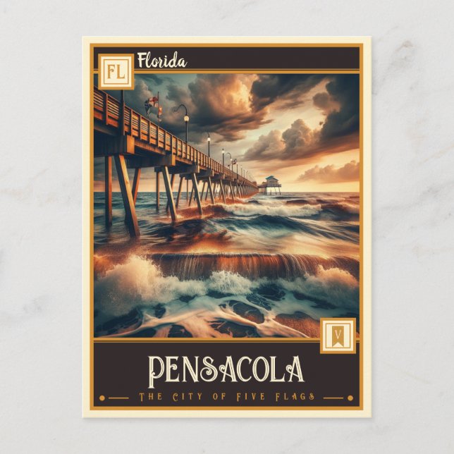 Carte Postale Pensacola, Floride | VINTAGE (Devant)