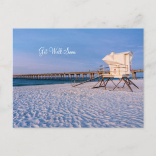 Carte Postale Pensacola Morning Lifeguard Stand & Pier Get Well