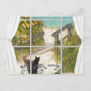CARTE POSTALE PENSÉE POUR VOUS Chats et Océan 