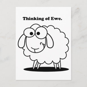 Carte Postale Penser à l'agneau d'Ewe Mouton mignon dessin