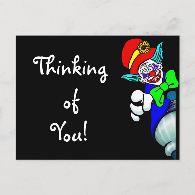 Carte Postale Penser à vous le mal démon clown (Devant)