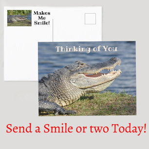 Carte Postale Penser à vous me fait sourire Alligator