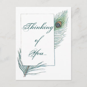 Carte Postale Penser à vous Peacock Feather Inspirational