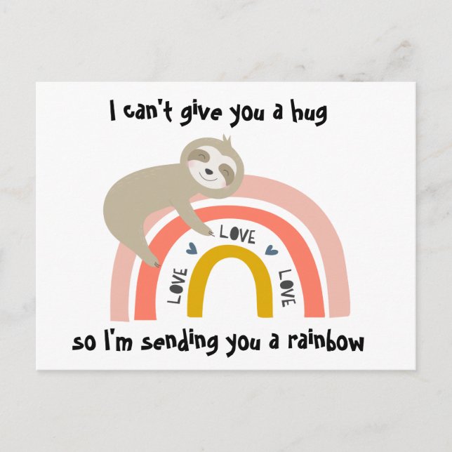 Carte Postale Penser à vous Rainbow Sloth Post Card (Devant)