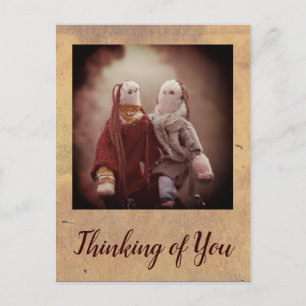 Carte Postale Pensez à vous deux poupées en cerf