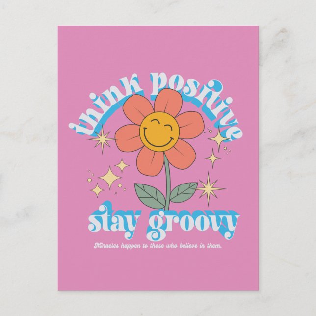 Carte Postale Pensez Positif Restez Groovy Slogan (Devant)