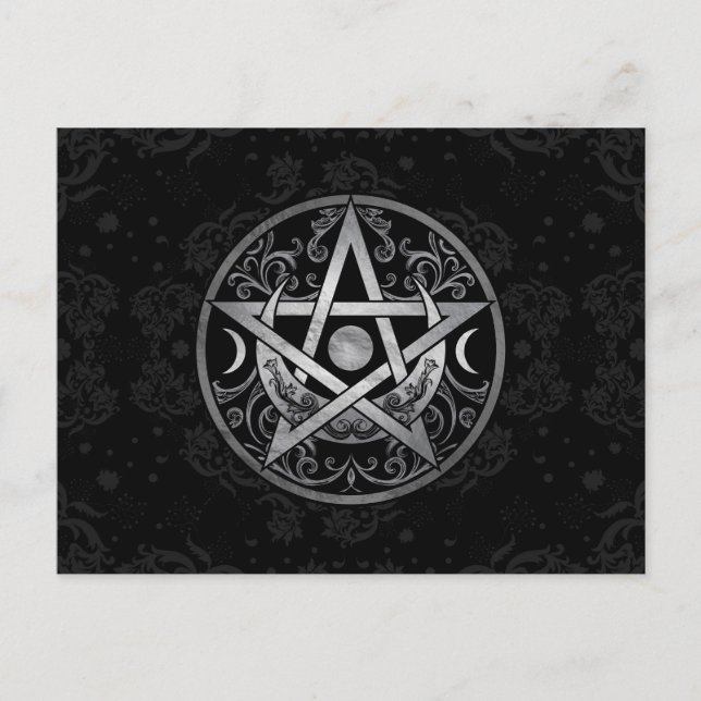 Carte Postale Pentagramme - Argent et Noir (Devant)