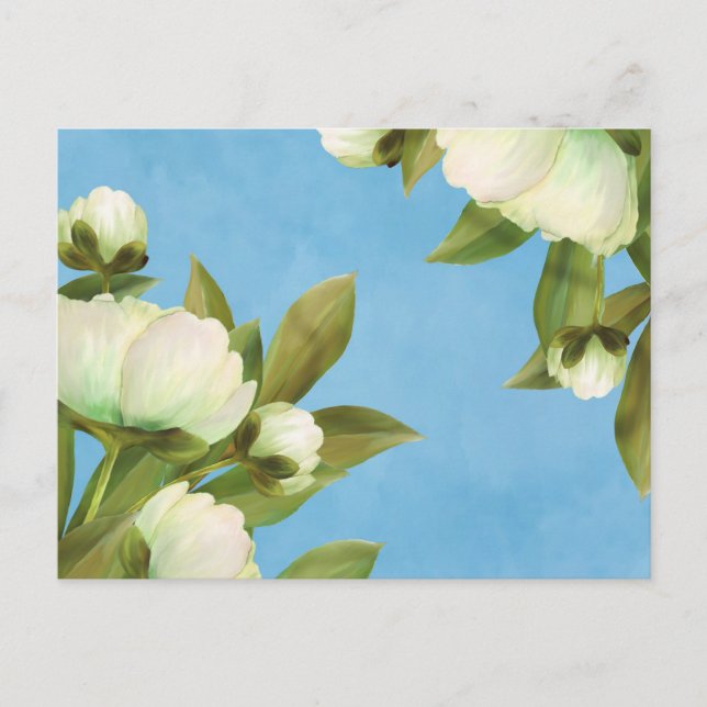 Carte Postale Peonies blanches classiques Bouquet floral (Devant)