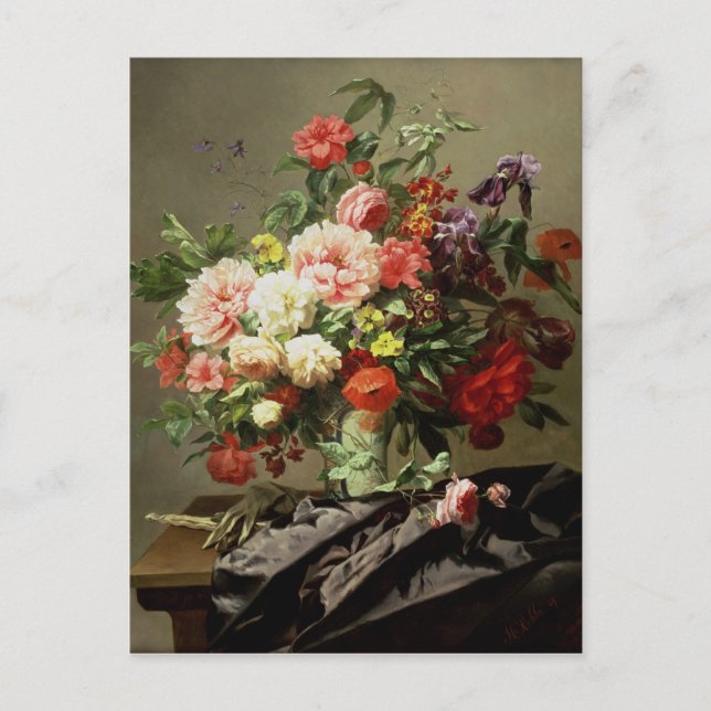 Carte Postale Peonies, Pavois et Roses, 1849 (Devant)